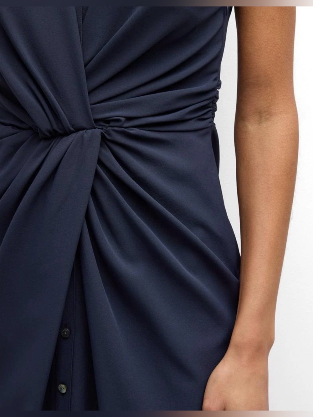 Cinq à Sept Catalina Shirtdress Navy Twist Front Sleeveless Midi Dress Size 2 - Picture 16 of 16